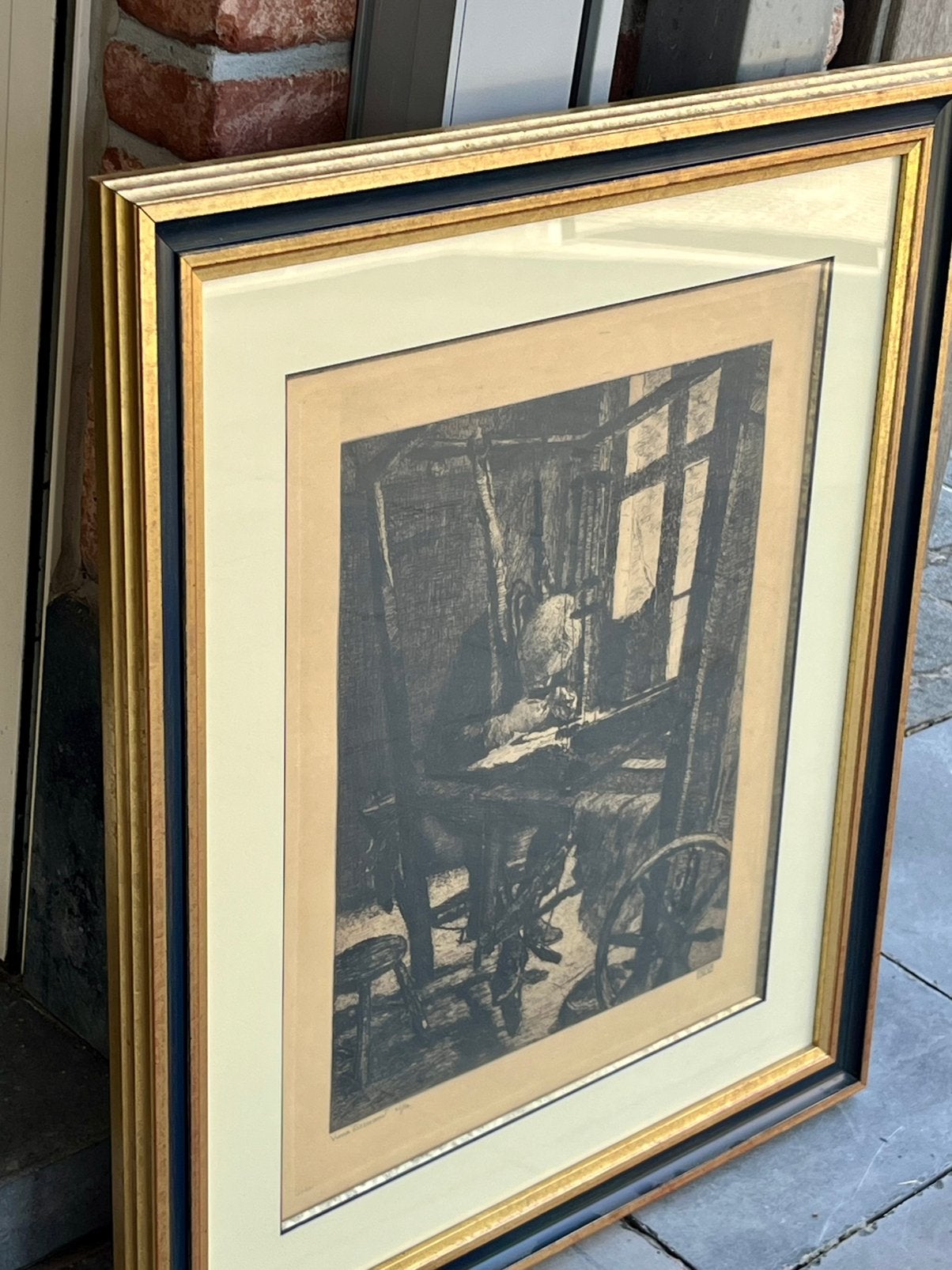 2 originele etsen getekend door François Pycke, Ophalen, Ets, Ingelijst, 1900 - 1949