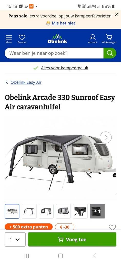 Sunroof 330 opblaasbare luifel, Caravans en Kamperen, Ophalen