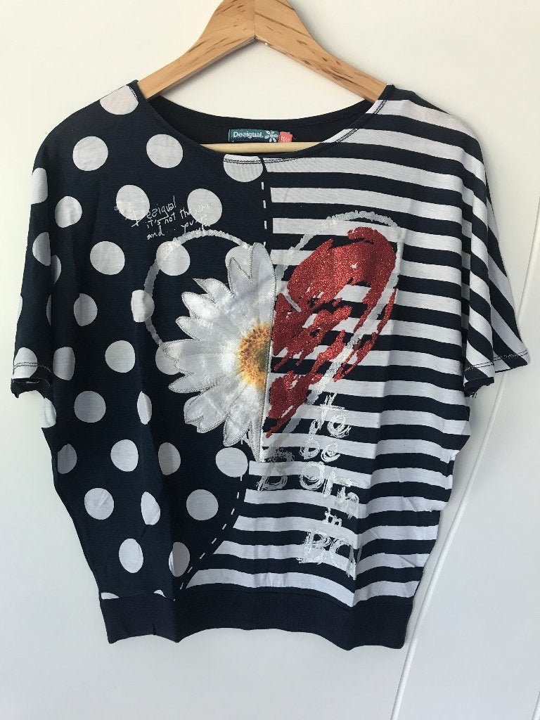 T-shirt Desigual filles taille 11-12a imprimé floral coloré, Desigual, Enlèvement ou Envoi, Chemise ou À manches longues, Comme neuf