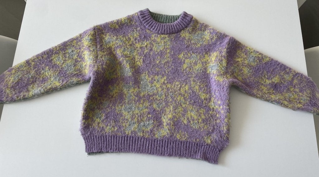 Pull violet/jaune taille 130 8/9 ans de Zara, Enlèvement ou Envoi, Pull ou Veste, Comme neuf, Zara