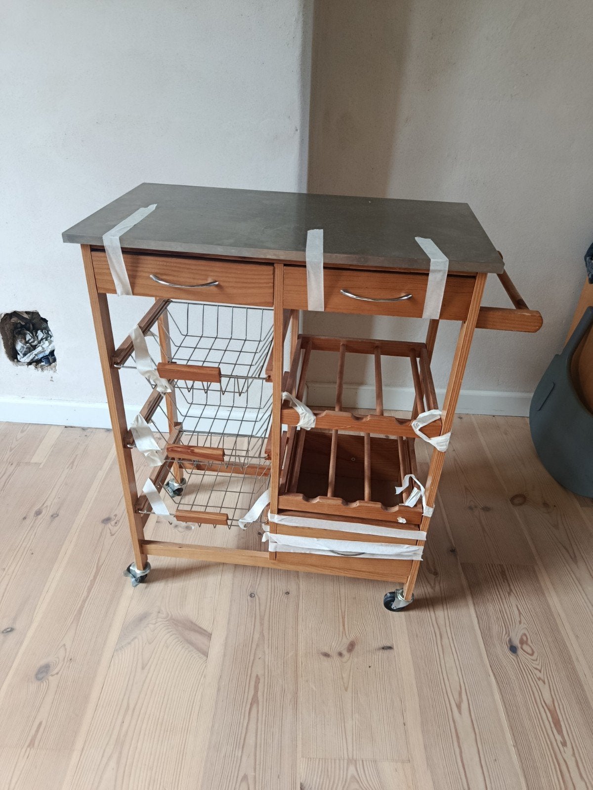 Multifunctioneel houten keukenrekje, keuken trolley, schap., Ophalen, Hout, Bruin