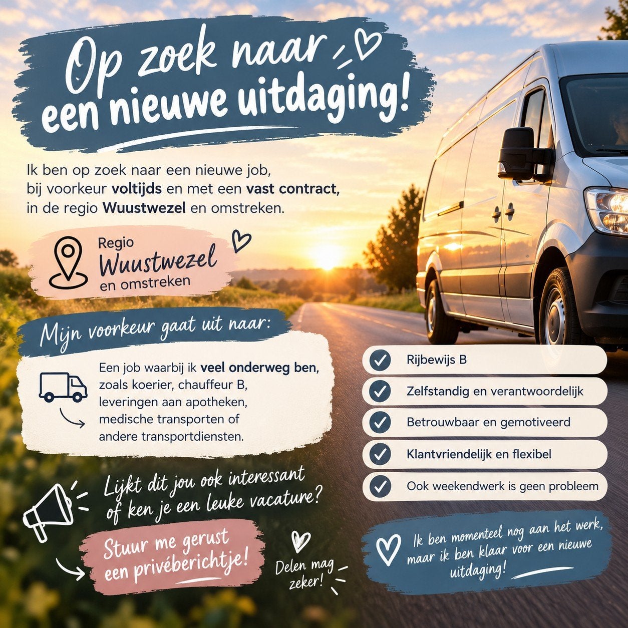Gezocht: Nieuwe uitdaging op de baan., Contrat à durée indéterminée