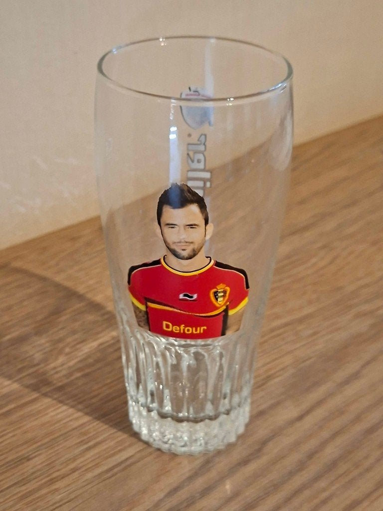 Bierglas / Jupiler / Steven Defour / WK Brazilië 2014, Verzamelen, Ophalen of Verzenden, Zo goed als nieuw, Bierglas