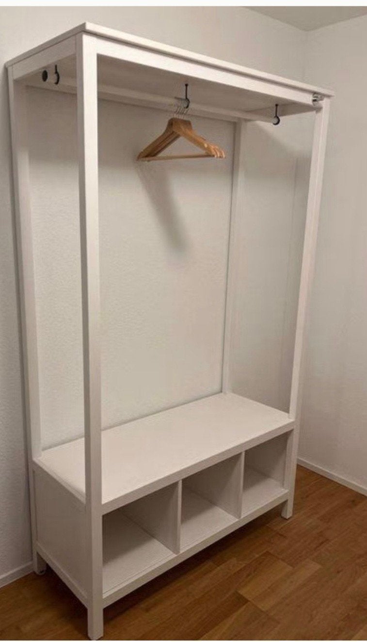 Penderie ouverte IKEA HEMNES 
en bois massif, couleur blanch, Chêne, 100 à 150 cm, Utilisé, 50 à 75 cm
