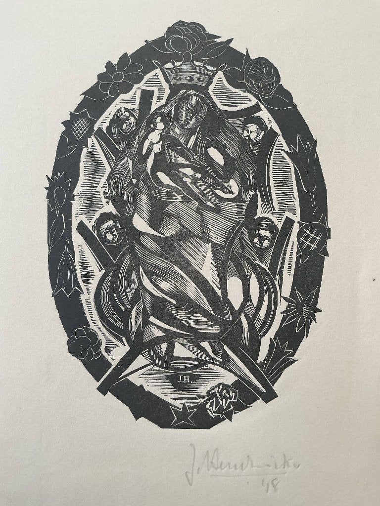 Houtsnede Jos Hendrickx (1906-1971), Ophalen, Houtsnede