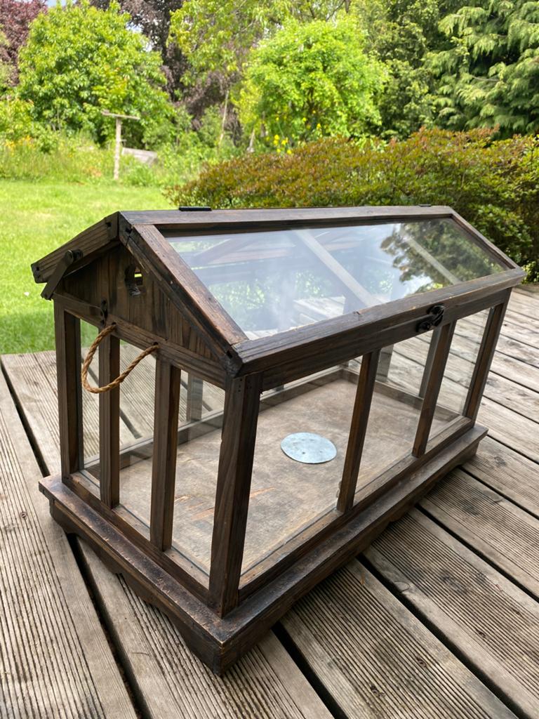 Mini serre in hout en glas, Ophalen, Glas, Zo goed als nieuw