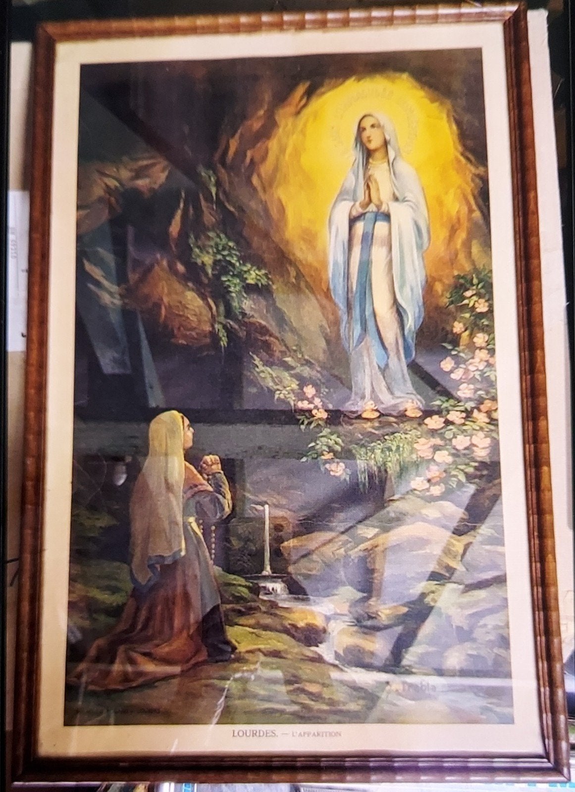 cadre st bernadette 32cm sur 49cm, Antiquités & Art, Antiquités | Objets religieux, Enlèvement ou Envoi