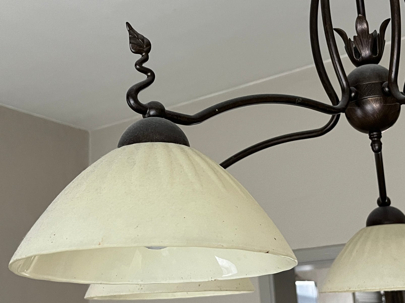 Lusters metaal+glas 2 stuks, Huis en Inrichting, Lampen | Hanglampen, Ophalen, Zo goed als nieuw, Glas