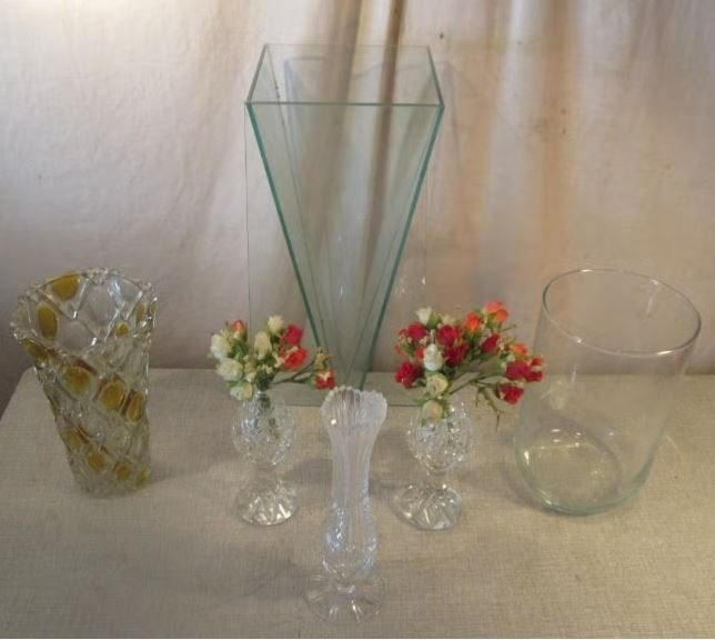 6 Mooie Vazen in glas en kristal, Ophalen of Verzenden