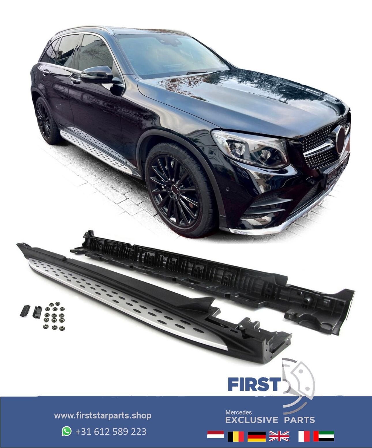 W253 C253 GLC AMG ZIJSKIRT TREEPLANK SET DORPEL LIJSTEN Merc