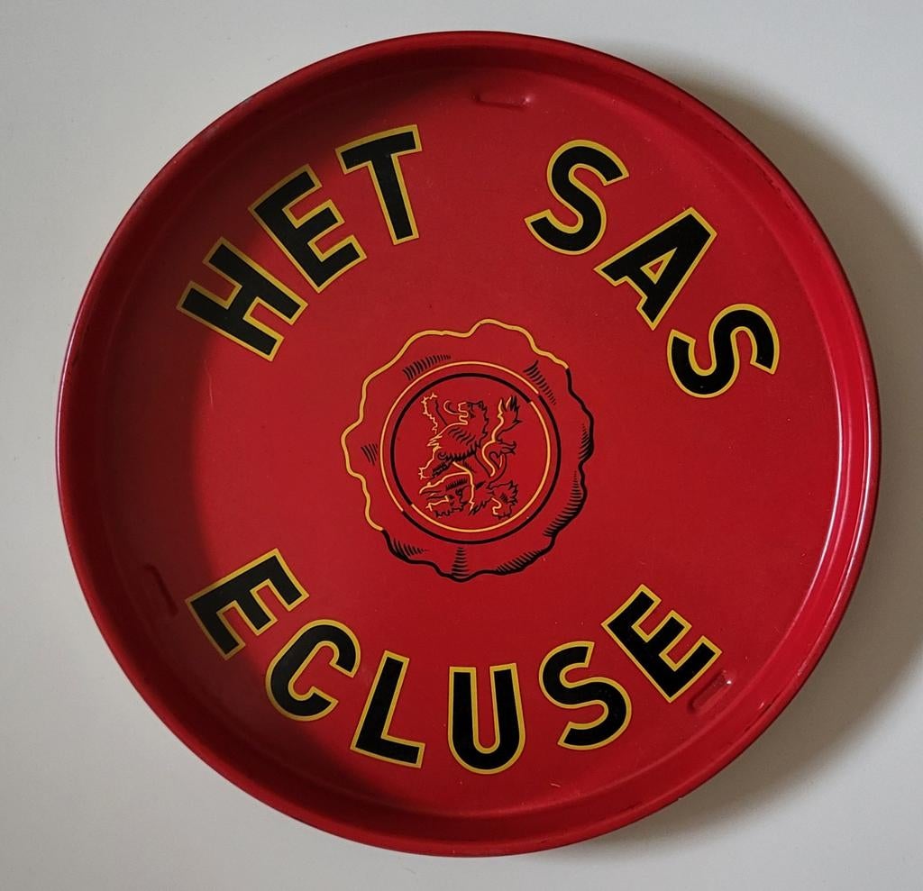Blikken plateau Het Sas Ecluse., Verzamelen, Biermerken, Ophalen of Verzenden