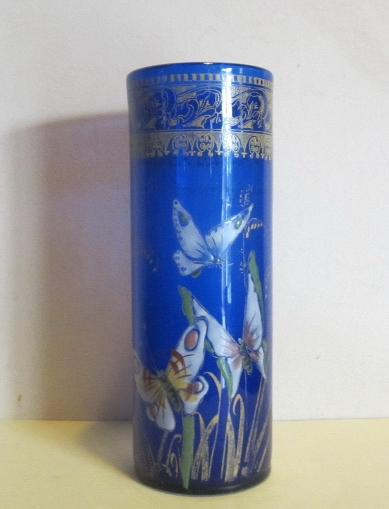Vase Legras ancien art nouveau, papillons émail; vers 1910, Enlèvement ou Envoi