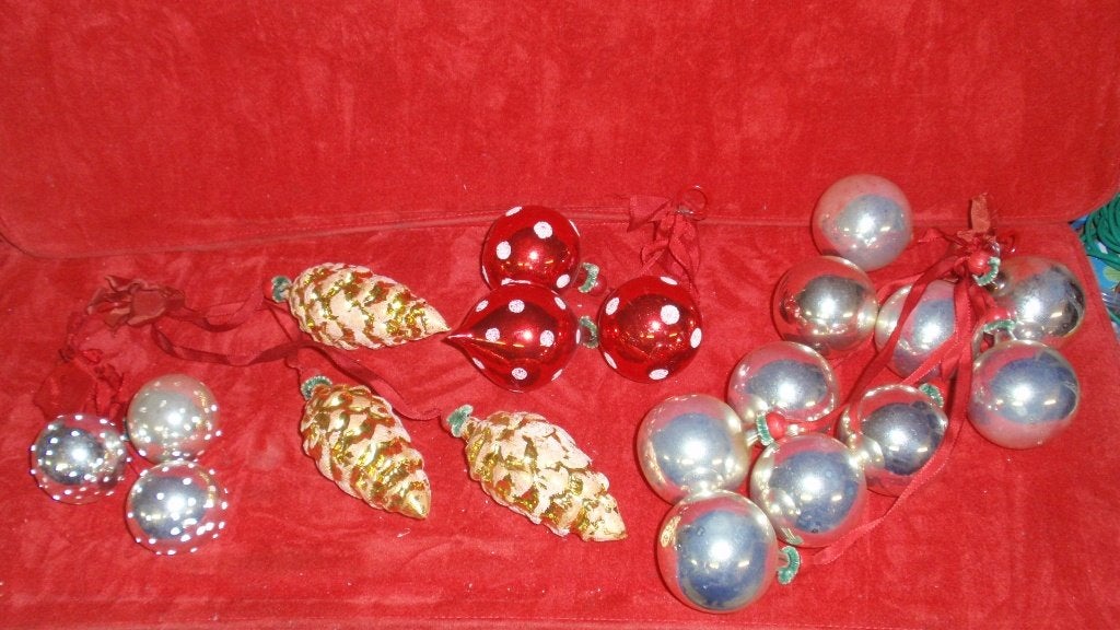 Groot lot oude glazen kerstballen aan hangers, Enlèvement ou Envoi, Utilisé