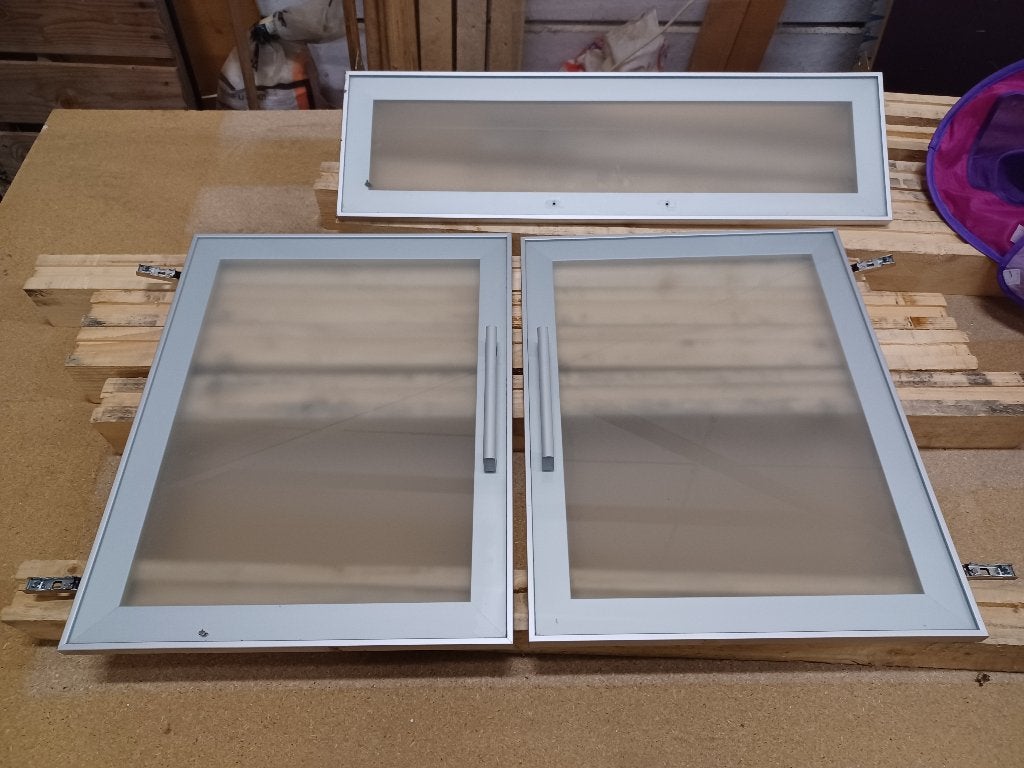 Aluminium kaderdeurtjes met glas, Doe-het-zelf en Bouw, Ophalen, Gebruikt