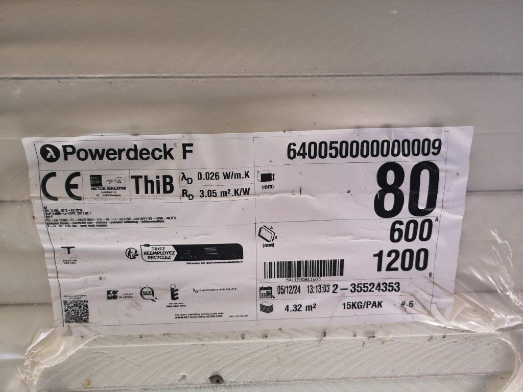 Recticel dakisolatie, Neuf, Isolation de toiture, 8 à 12 cm, 10 à 15 m²