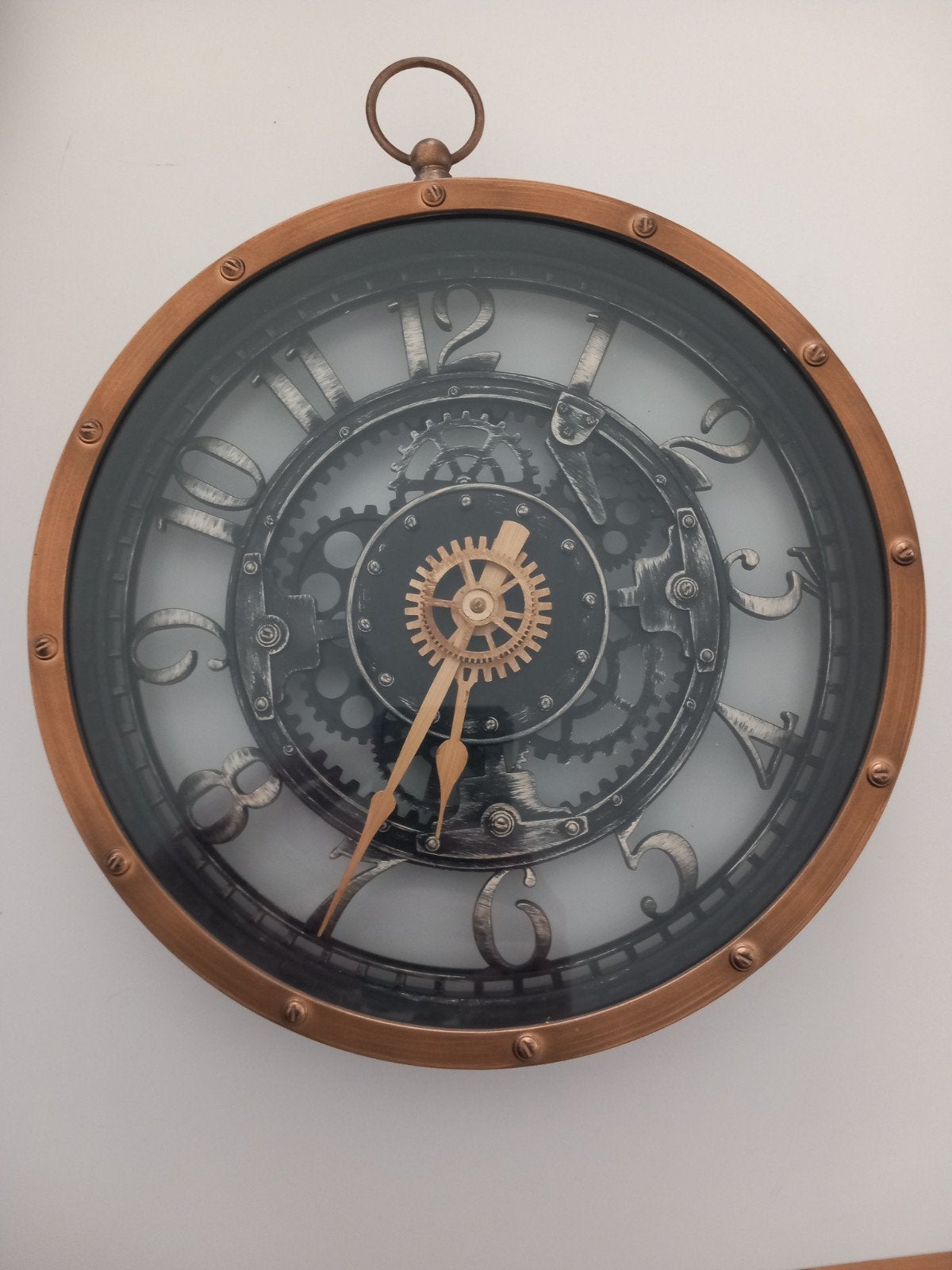 Horloge murale en bronze et noir diamètre 26,5, Maison & Meubles, Accessoires pour la Maison | Horloges, Industriel, Enlèvement