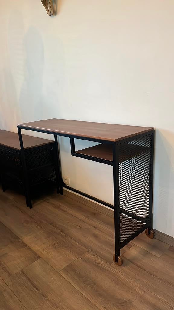 Buro + opbergkast ' industrial look', Ophalen, Zwart, Gebruikt, 36 cm