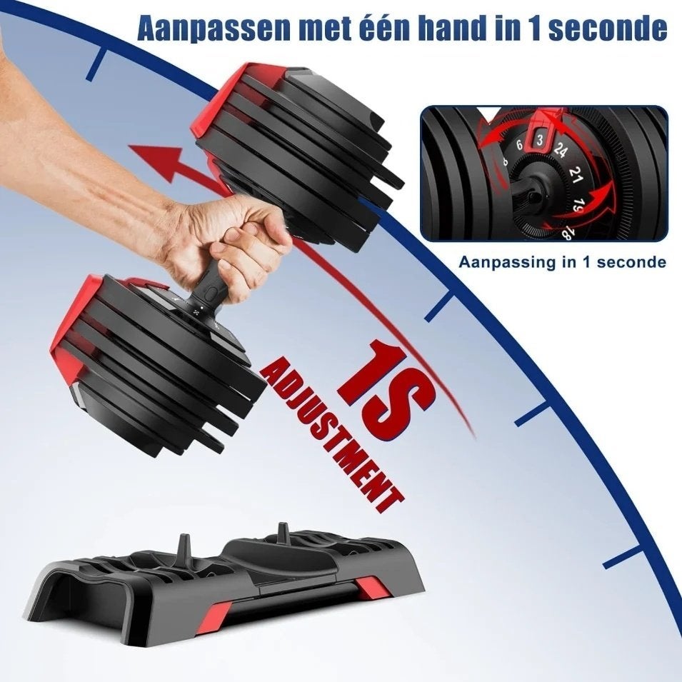 DH FitLife Verstelbare Halter 24KG – 12 - 2 stuks, Sport en Fitness, Ophalen of Verzenden, Nieuw, Halterset