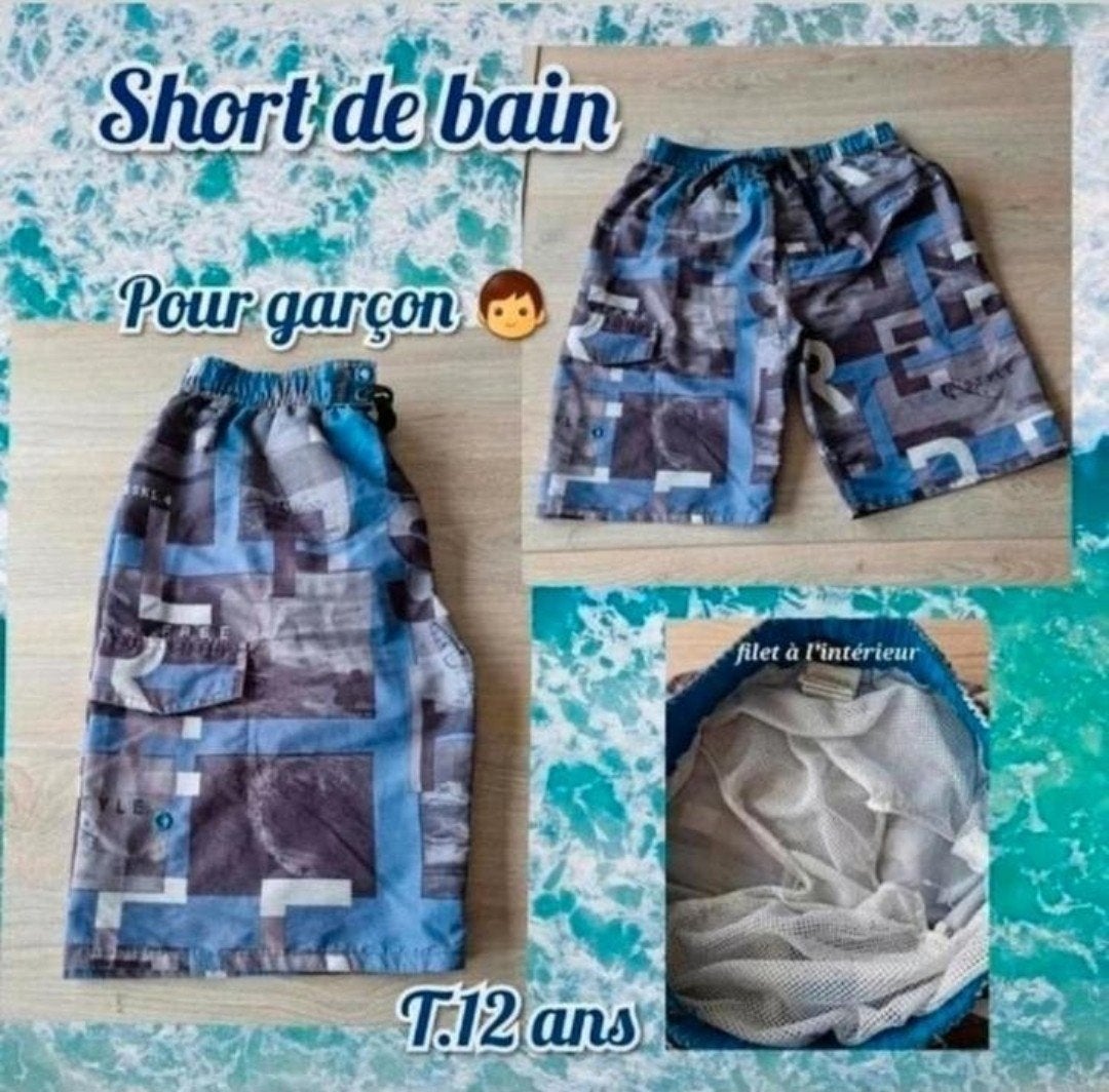 Short de bain pour garçon -T.12 ans, Enlèvement ou Envoi, Utilisé, Garçon, Maillot de bain