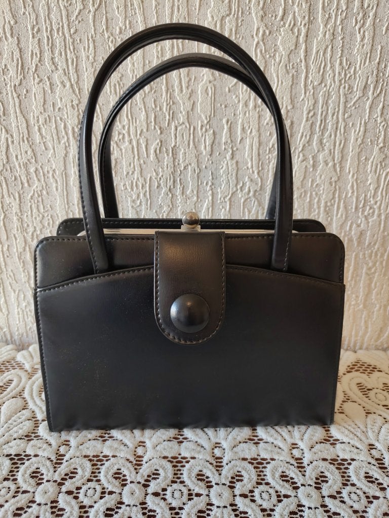 Vintage handtas, Handtassen en Accessoires, Tassen | Damestassen, Ophalen, Zo goed als nieuw, Zwart, Handtas