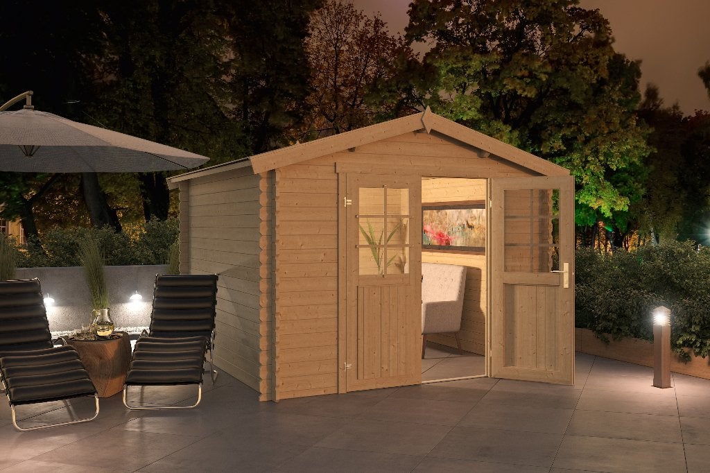 Blokhut Norah 275x230 Onbehandeld vuren, Verzenden, Nieuw