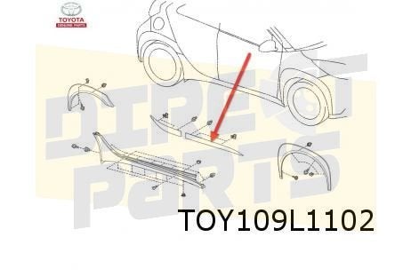Toyota Aygo X (3/22-) stootlijst voorportier Rechts (zwart), -, Verzenden, -, Nieuw
