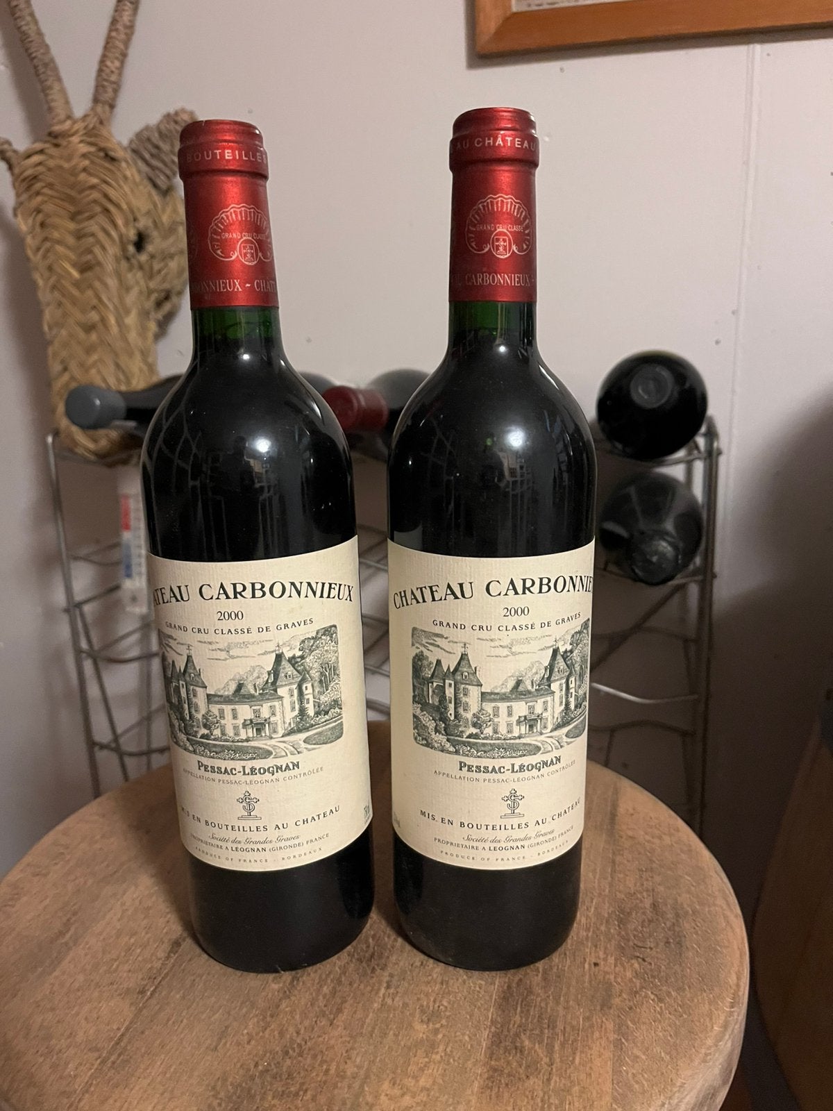 2 flessen chateau carbonnieux 2000, Enlèvement, Comme neuf