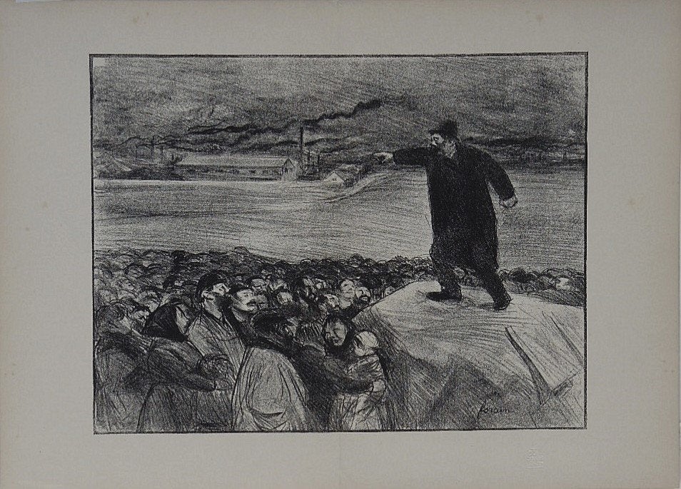 ean-Louis Forain autolitho "De Volksmenner", uitg The Studio, Enlèvement, Portraits et figures, Lithographie