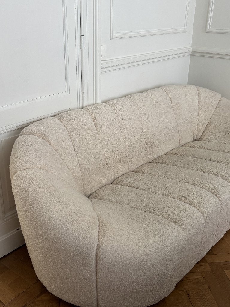 Witte boucle bank / sofa, Huis en Inrichting, Ophalen, Gebruikt, Driepersoons, 75 tot 100 cm