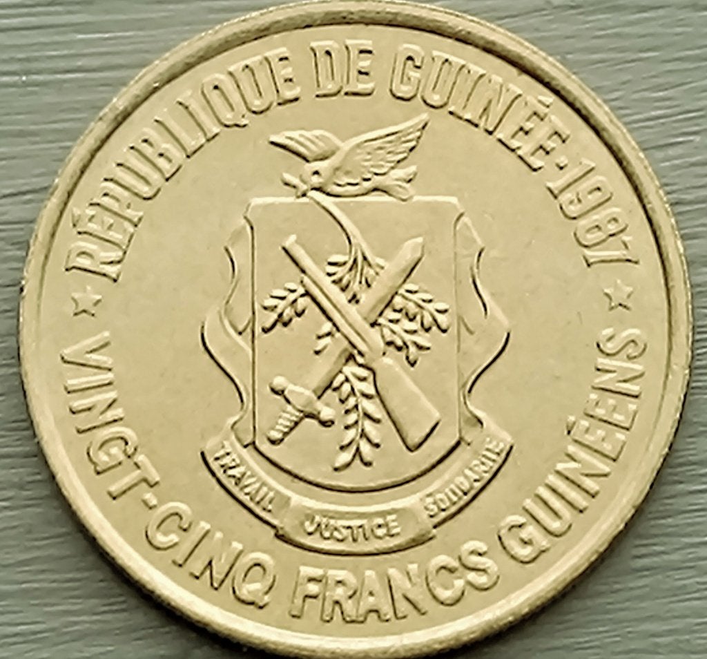 munt Guinea 25 francs, 1987, Timbres & Monnaies, Enlèvement ou Envoi