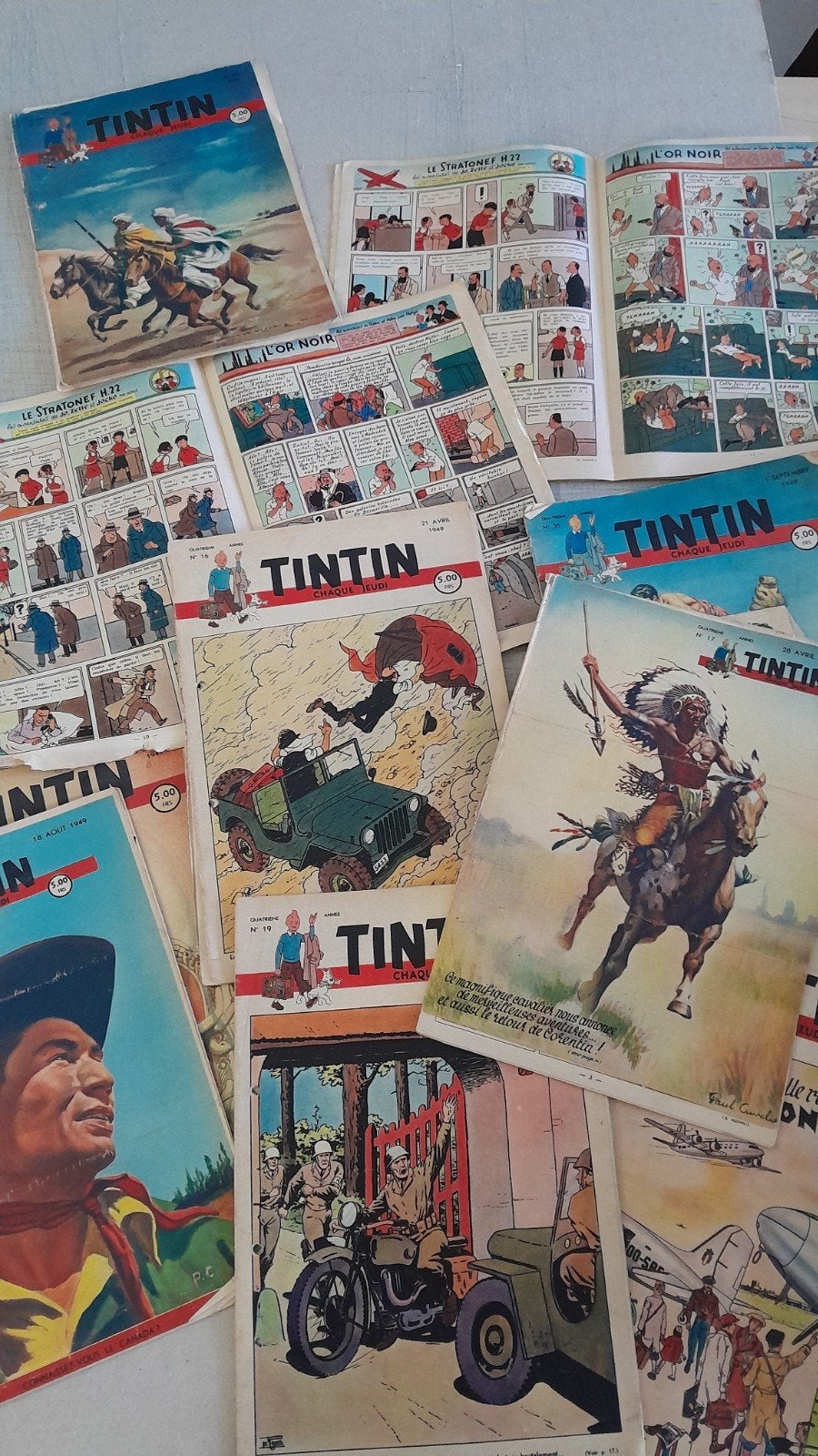 Lot Journal de Tintin 1949 originaux, Enlèvement ou Envoi, Série complète ou Série, Utilisé, Hergé