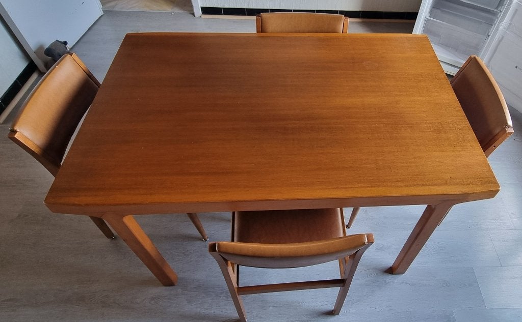 tafel met 4 bijhorende stoelen, Antiek en Kunst, Antiek | Meubels | Tafels, Ophalen
