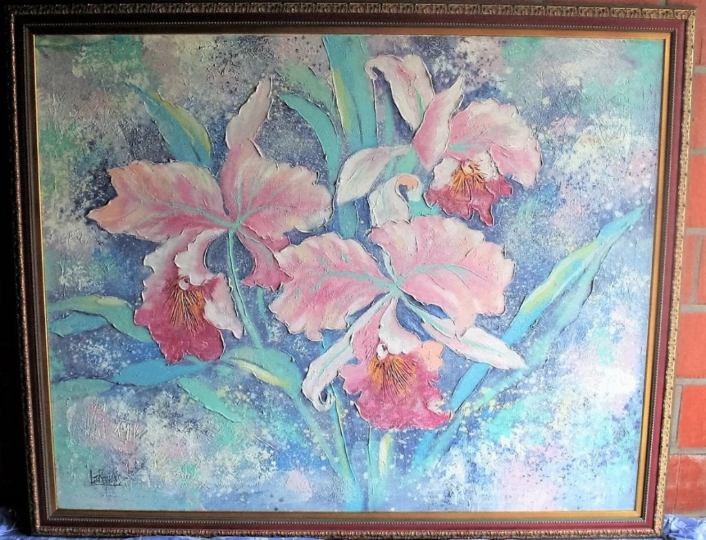 Groot Lee Reynolds schilderij, gesigneerd, Enlèvement, Encadré, Fleurs