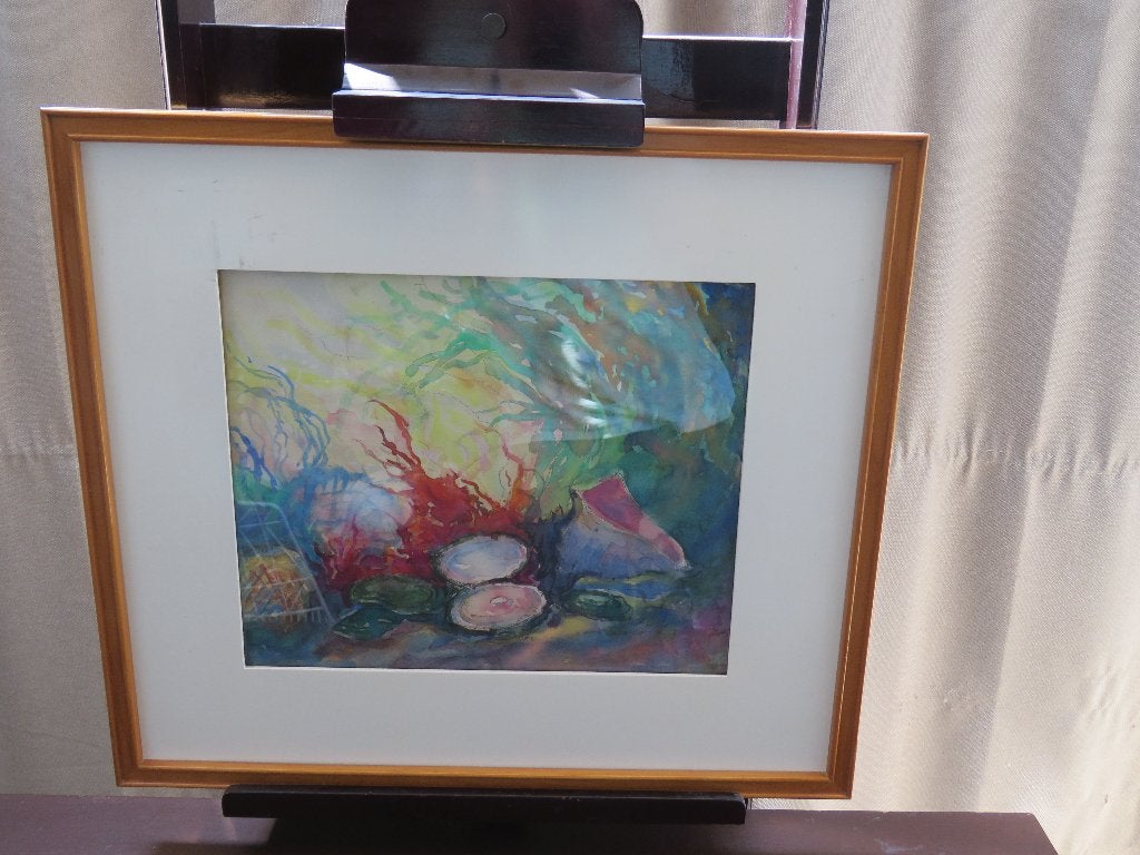 Aquarelle Arthur Deleu « Sous-marin » 1960, Enlèvement ou Envoi, Signé, Aquarelle