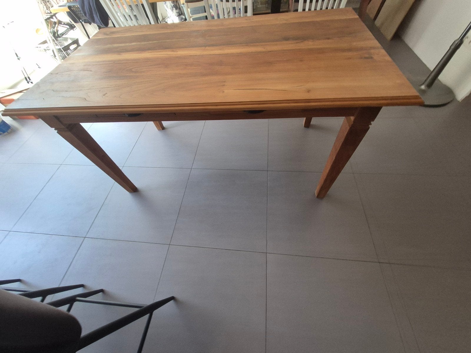 mooie volle teak eettafel, Ophalen, Teakhout, 50 tot 100 cm, Zo goed als nieuw