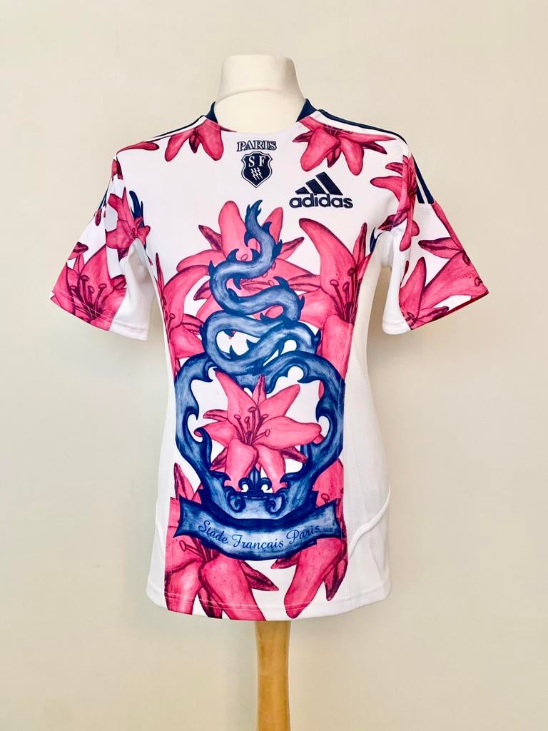 Stade Français Paris 2011-2012 Home Adidas Flowers Rugby, Sports & Fitness, Rugby, Enlèvement ou Envoi, Comme neuf, Vêtements