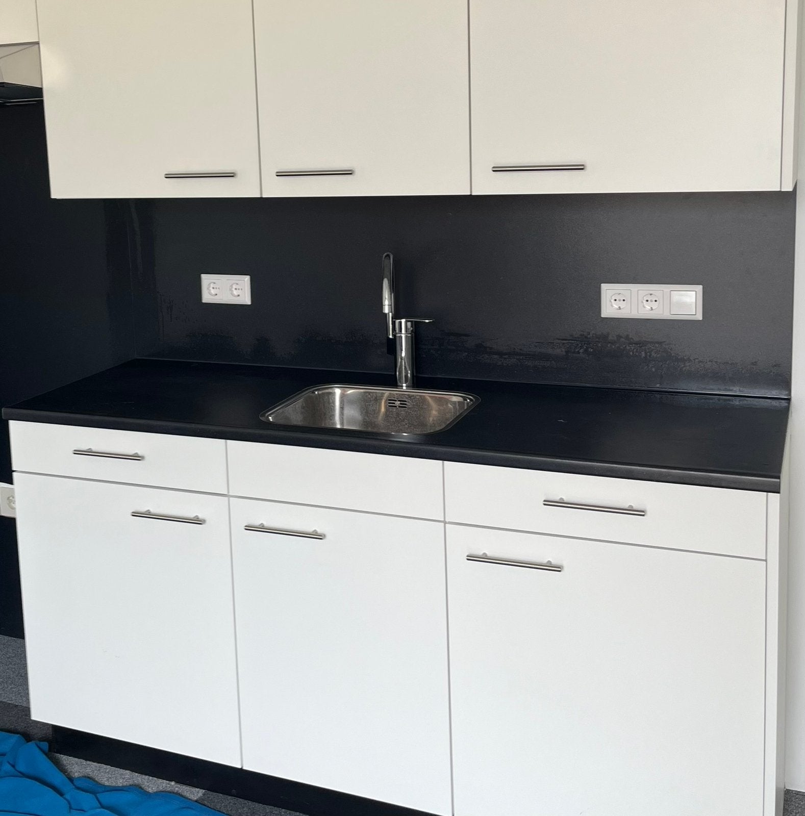 Nieuwe werkblad 182 cm incl wasbak, Ophalen, Zwart, Nieuw, Enkelwandige keuken