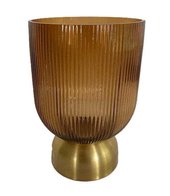 WINDLICHT LOIS (24 CM) AMBER GOLD RIVERDALE NIEUW, Huis en Inrichting, Woonaccessoires | Kandelaars en Kaarsen, Nieuw, Ophalen of Verzenden