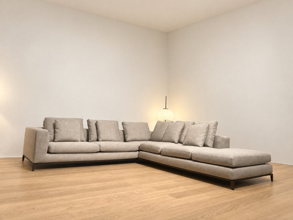 NIEUW GESTOFFEERD Minotti Andersen Hoekbank | NP €25.000, 250 tot 300 cm, Hoekbank, Nieuw, Ophalen of Verzenden