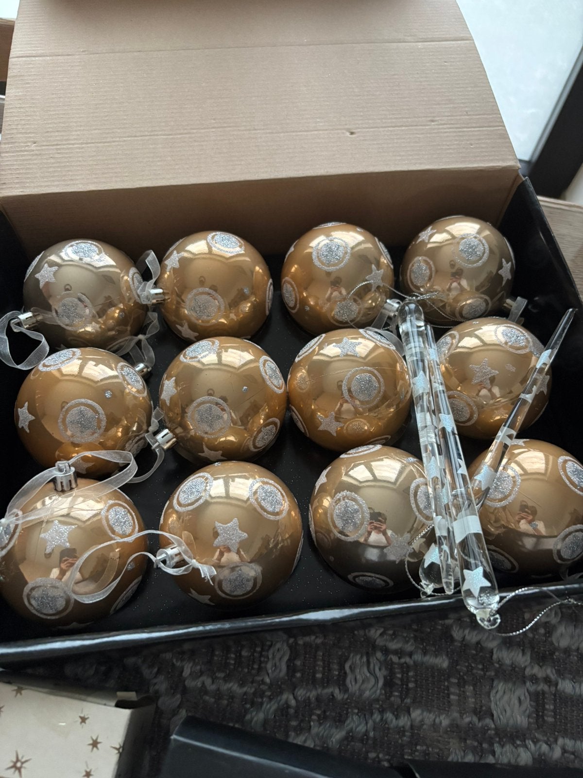 Glazen kerstballen en decoratie, Ophalen, Zo goed als nieuw