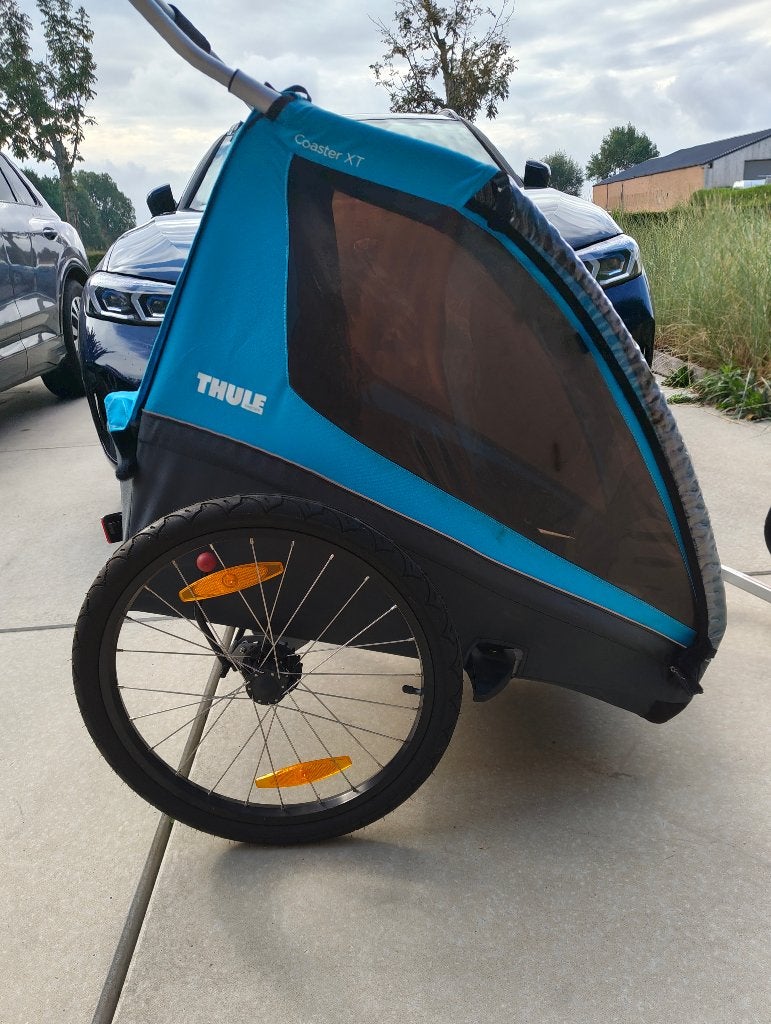 Thule fietskar + hoes rug steun/nek(optioneel), Autres marques, Poussette combi, Comme neuf, Enlèvement