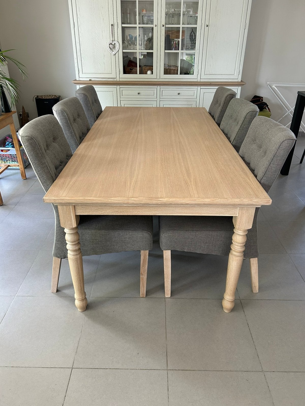 Te koop tafel eik met 6 stoelen., Ophalen, Zo goed als nieuw, Landelijk, 4 tot 6 stoelen