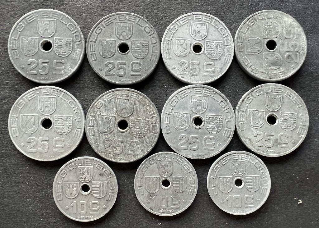 Belgie munten - Leopold III - Brussel - Bergen - Brugge 1942, Postzegels en Munten, Munten | België, Ophalen of Verzenden, Overig