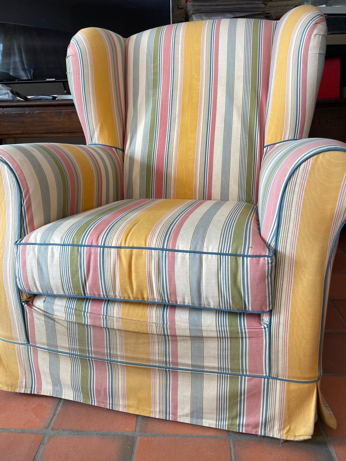 Fauteuil tartan classique, Maison & Meubles, Fauteuils, Enlèvement, Neuf, Bois, Engelse stijl
