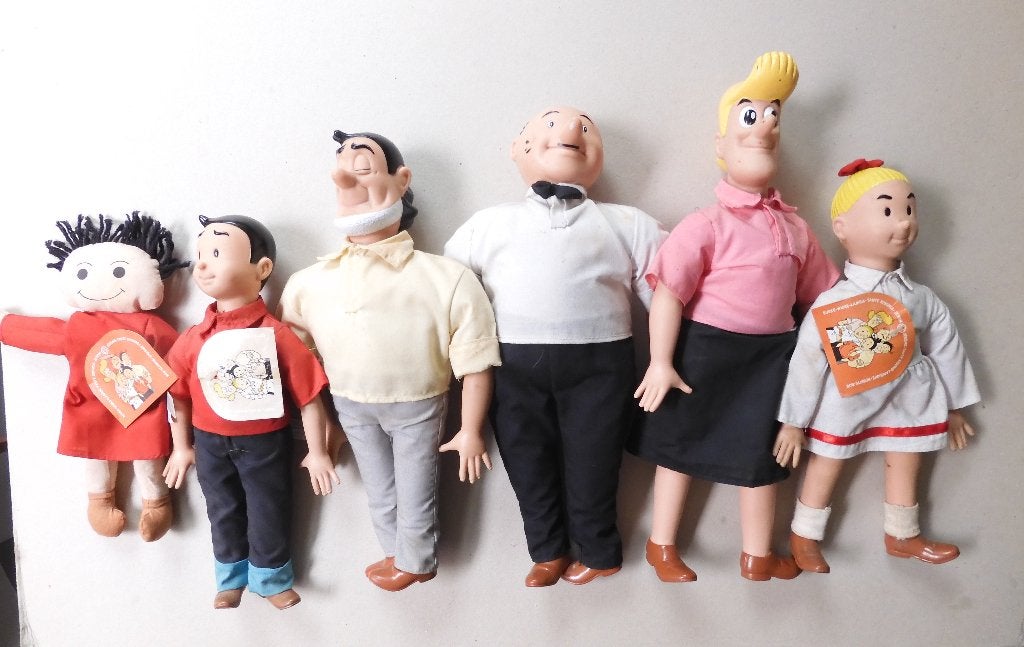 poppen Suske en Wiske-Lambik-Jerom-Sidonie-Schalulleke 1993, Enlèvement ou Envoi, Bob et Bobette, Utilisé, Statue ou Figurine