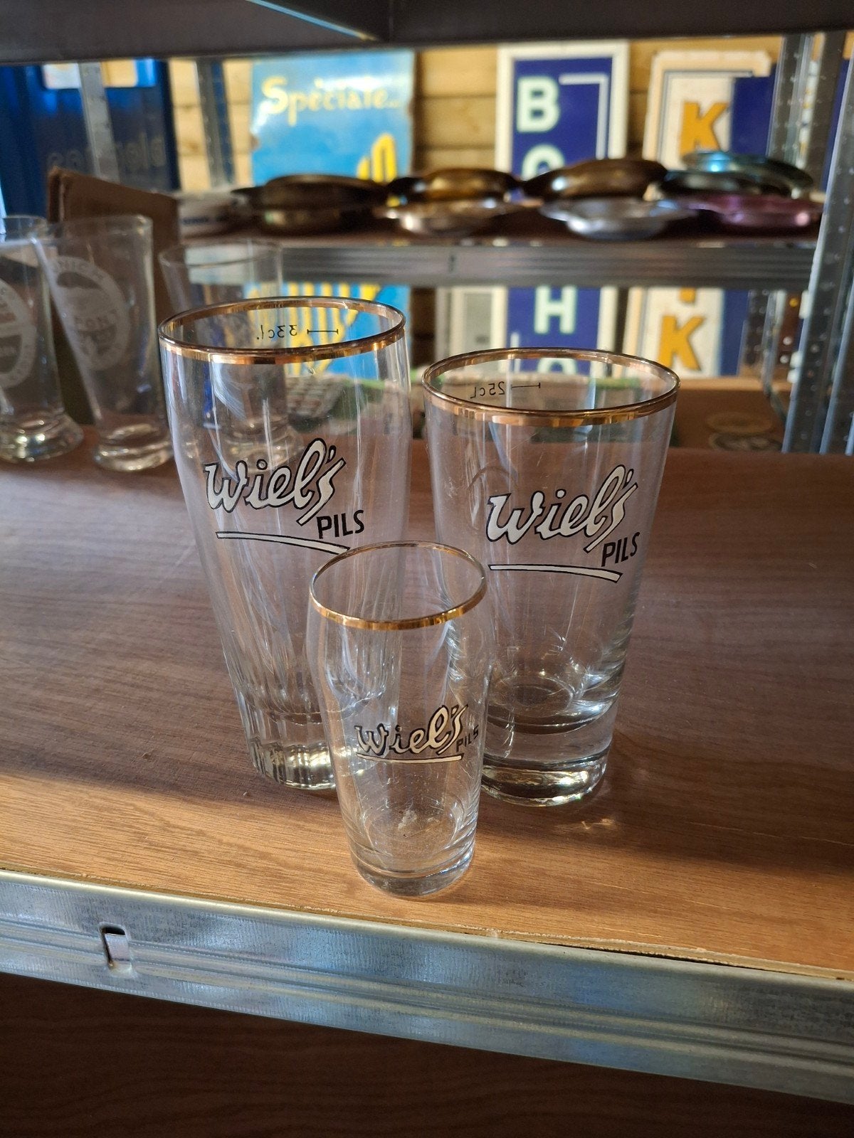emaille bierglazen wiels wielemans, Verzamelen, Ophalen of Verzenden