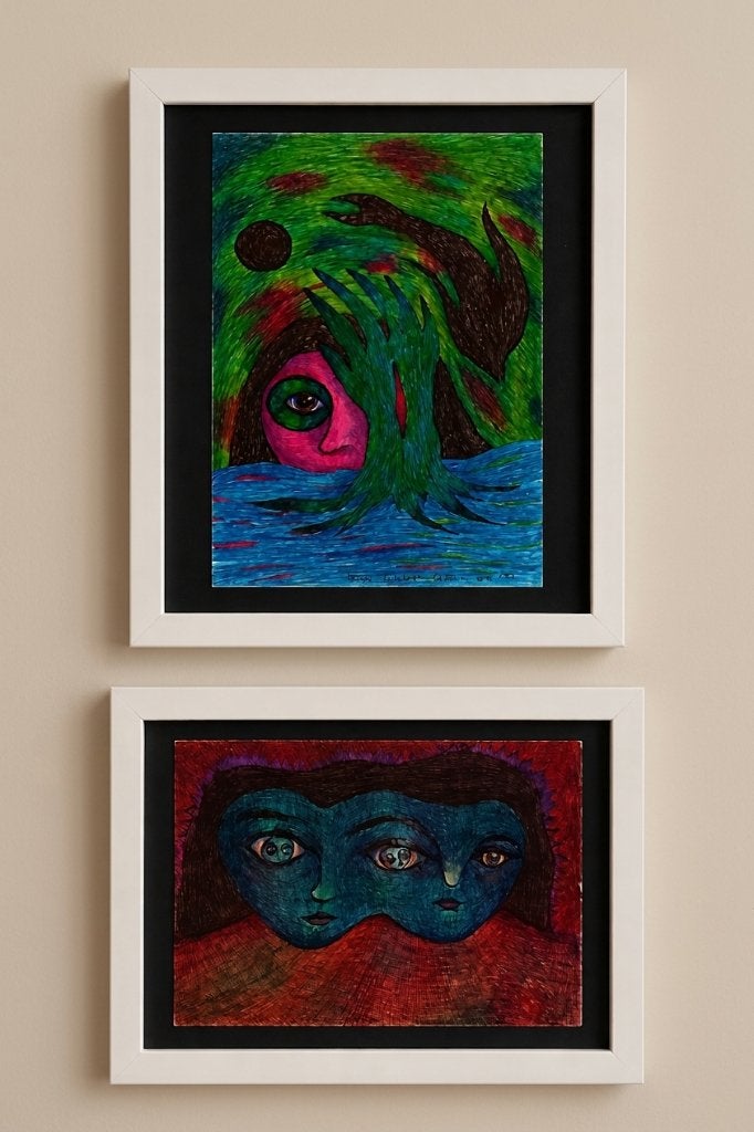 Lot van 2 originele kunstwerken – Diana Calabaza – Dark Art, Ophalen of Verzenden