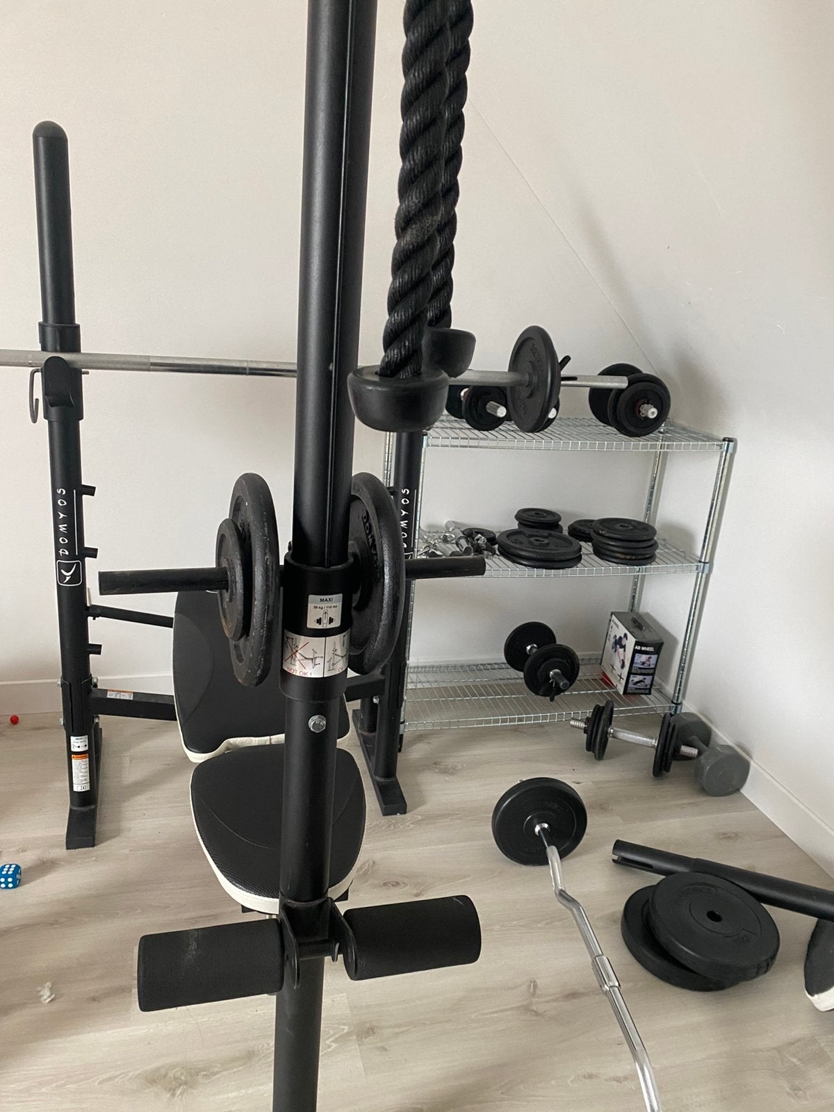 Fitness COMPLEET BODY Domyos 490 + 2 Halters + 1 Staaf, Sport en Fitness, Ophalen, Gebruikt