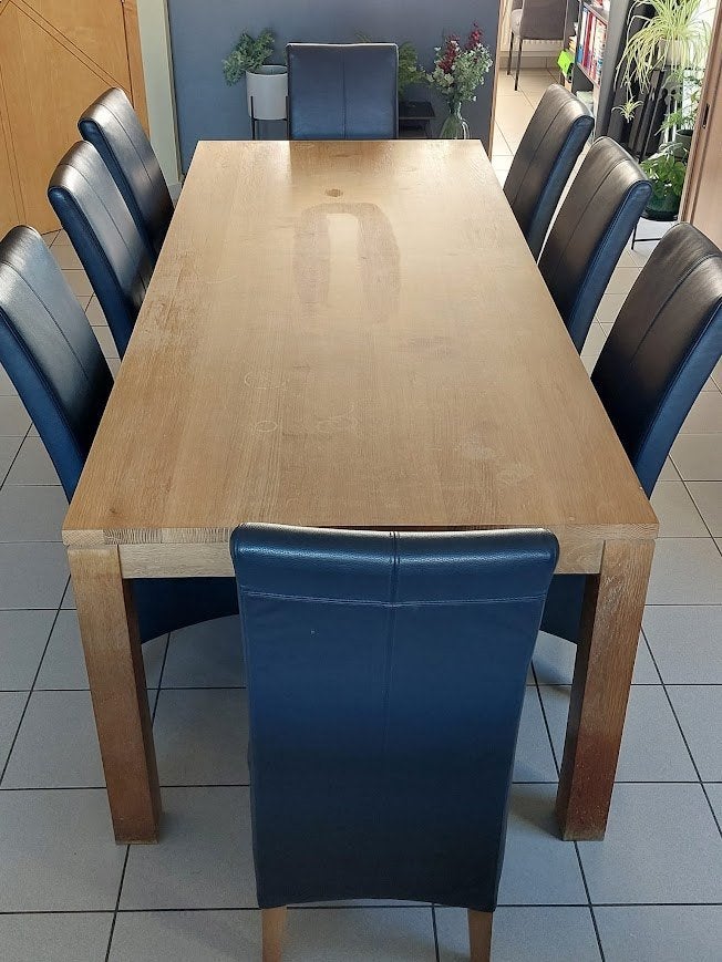 Massief licht eiken tafel, Huis en Inrichting, Tafels | Eettafels, Ophalen, Strak, Gebruikt, Eikenhout