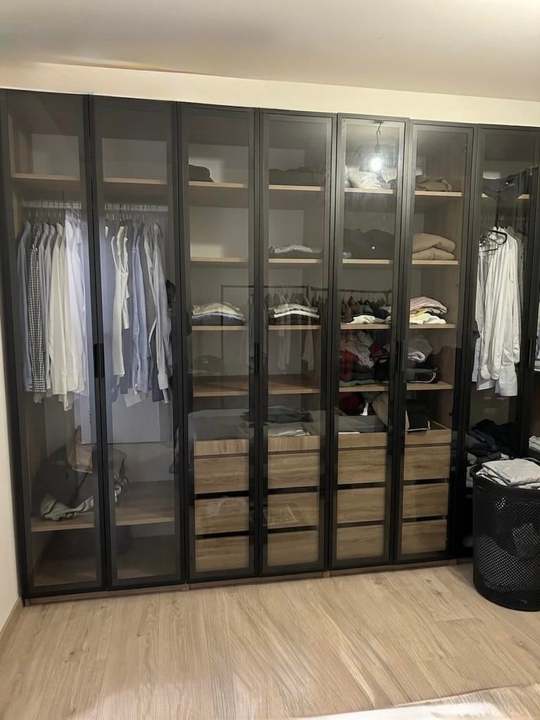 Luxe Maatwerk Kastenwand Glas & Eikenlook, Ophalen, Glas